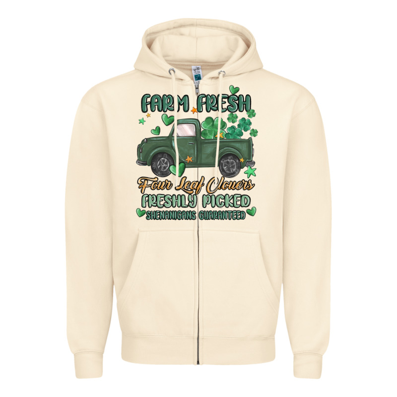 Farm Fresh Four Leaf Clovers Zipper Hoodie by MaliasSmallBusiness | Teevron