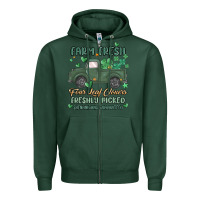 Sports Green farm fresh four leaf clovers Zipper Hoodie - MaliasSmallBusiness