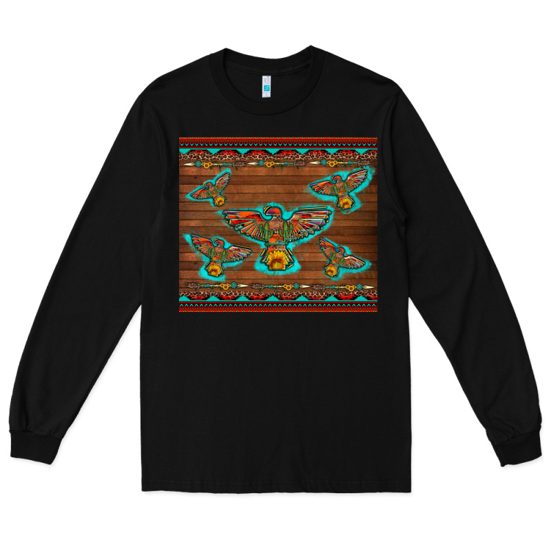 Western Thunderbird And Arrow With Aztec Leopard Long Sleeve Tee by Artiststas | Teevron