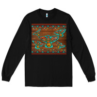 Black western thunderbird and arrow with aztec leopard Long Sleeve Tee - Artiststas