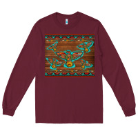 Burgundy western thunderbird and arrow with aztec leopard Long Sleeve Tee - Artiststas