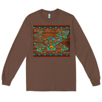 Chestnut western thunderbird and arrow with aztec leopard Long Sleeve Tee - Artiststas