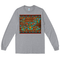 Heather Grey western thunderbird and arrow with aztec leopard Long Sleeve Tee - Artiststas