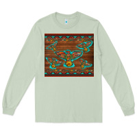 Matcha western thunderbird and arrow with aztec leopard Long Sleeve Tee - Artiststas