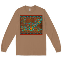 Toasted Coconut western thunderbird and arrow with aztec leopard Long Sleeve Tee - Artiststas
