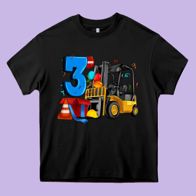 Forklift Birthday Three Heavy Core Tee Designed By Artiststas