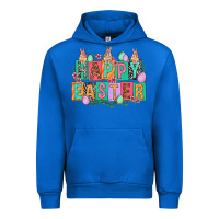 Cobalt Happy Easter with plate letters Easter Day Urban Hoodie - HowdyJamesFarm