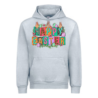 Heather Grey Happy Easter with plate letters Easter Day Urban Hoodie - HowdyJamesFarm