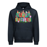 Navy Happy Easter with plate letters Easter Day Urban Hoodie - HowdyJamesFarm
