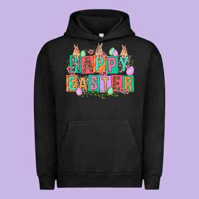 Happy Easter With Plate Letters Easter Day Urban Hoodie Designed By Howdyjamesfarm