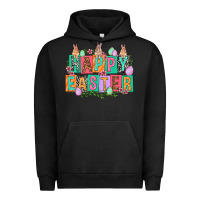 Pigment Black Happy Easter with plate letters Easter Day Urban Hoodie - HowdyJamesFarm