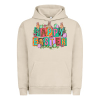Pigment French Oak Happy Easter with plate letters Easter Day Urban Hoodie - HowdyJamesFarm