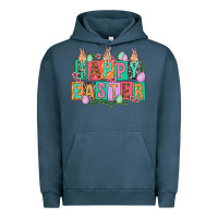Pigment Midnight Navy Happy Easter with plate letters Easter Day Urban Hoodie - HowdyJamesFarm