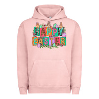 Pigment Salmon Happy Easter with plate letters Easter Day Urban Hoodie - HowdyJamesFarm