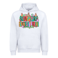 White Happy Easter with plate letters Easter Day Urban Hoodie - HowdyJamesFarm