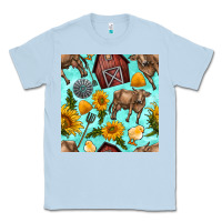 Dusty Blue farm seamless pattern Classic Tee - BundleAndBundleShop