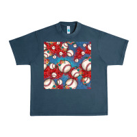 Midnight Navy baseball paisley and jean pattern, baseball seamless pattern Urban Heavy Tee - JahusDesignShop