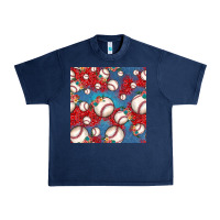 Navy baseball paisley and jean pattern, baseball seamless pattern Urban Heavy Tee - JahusDesignShop
