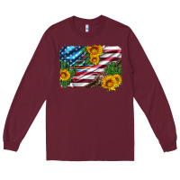 Burgundy usa flag and sunflower serape leopard and cactus Long Sleeve Tee - Artiststas