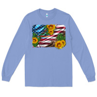 Colony Blue usa flag and sunflower serape leopard and cactus Long Sleeve Tee - Artiststas
