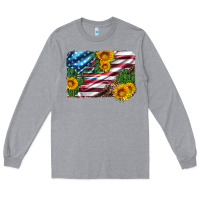 Heather Grey usa flag and sunflower serape leopard and cactus Long Sleeve Tee - Artiststas