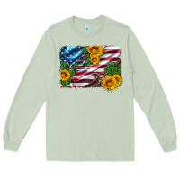 Matcha usa flag and sunflower serape leopard and cactus Long Sleeve Tee - Artiststas