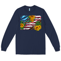 Navy usa flag and sunflower serape leopard and cactus Long Sleeve Tee - Artiststas