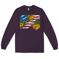 Plum usa flag and sunflower serape leopard and cactus Long Sleeve Tee - Artiststas