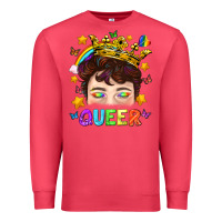 Cardinal LGBTQ+ Queer Portrait With Crown And Rainbow Premium Sweatshirt - BundleAndBundleShop