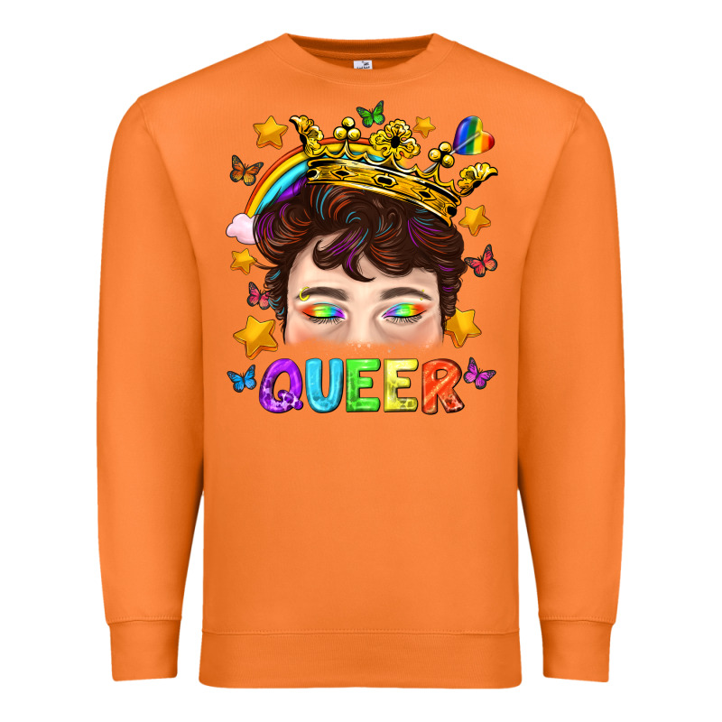 Lgbtq+ Queer Portrait With Crown And Rainbow Premium Sweatshirt by BundleAndBundleShop | Teevron