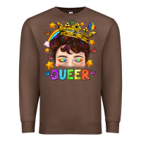 Chestnut LGBTQ+ Queer Portrait With Crown And Rainbow Premium Sweatshirt - BundleAndBundleShop