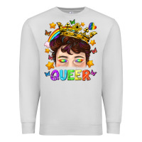 Dove Grey LGBTQ+ Queer Portrait With Crown And Rainbow Premium Sweatshirt - BundleAndBundleShop