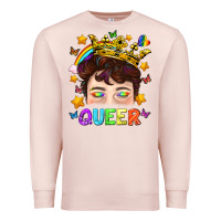 Pale Pink LGBTQ+ Queer Portrait With Crown And Rainbow Premium Sweatshirt - BundleAndBundleShop