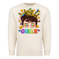 Sandshell LGBTQ+ Queer Portrait With Crown And Rainbow Premium Sweatshirt - BundleAndBundleShop