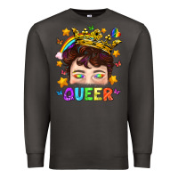 Smoke LGBTQ+ Queer Portrait With Crown And Rainbow Premium Sweatshirt - BundleAndBundleShop