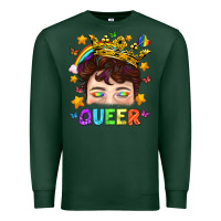 Sports Green LGBTQ+ Queer Portrait With Crown And Rainbow Premium Sweatshirt - BundleAndBundleShop