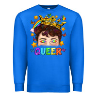 True Royal LGBTQ+ Queer Portrait With Crown And Rainbow Premium Sweatshirt - BundleAndBundleShop