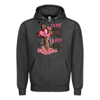 Charcoal Heather valentine cross Zipper Hoodie - MaliasSmallBusiness