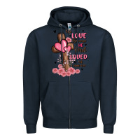 Navy valentine cross Zipper Hoodie - MaliasSmallBusiness