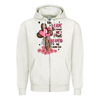 Oatmeal Heather valentine cross Zipper Hoodie - MaliasSmallBusiness
