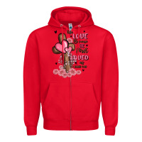Red valentine cross Zipper Hoodie - MaliasSmallBusiness