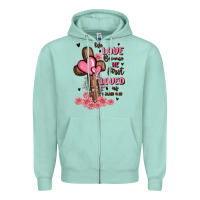 Seafoam valentine cross Zipper Hoodie - MaliasSmallBusiness