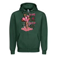 Sports Green valentine cross Zipper Hoodie - MaliasSmallBusiness