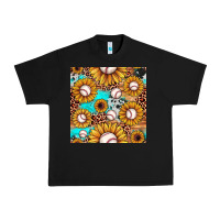 Black baseball leopard turquoise sunflower seamless pattern Urban Heavy Tee - JahusDesignShop