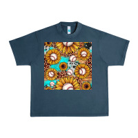 Midnight Navy baseball leopard turquoise sunflower seamless pattern Urban Heavy Tee - JahusDesignShop