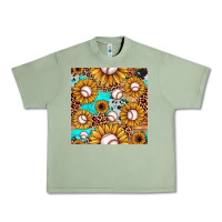 Oil Green baseball leopard turquoise sunflower seamless pattern Urban Heavy Tee - JahusDesignShop