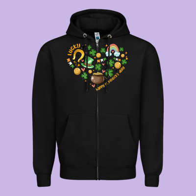 St Patricks  Hearts Zipper Hoodie Designed By Maliassmallbusiness