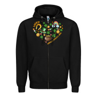Black st patricks  hearts Zipper Hoodie - MaliasSmallBusiness