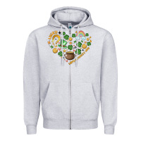 Heather Grey st patricks  hearts Zipper Hoodie - MaliasSmallBusiness