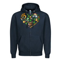 Navy st patricks  hearts Zipper Hoodie - MaliasSmallBusiness